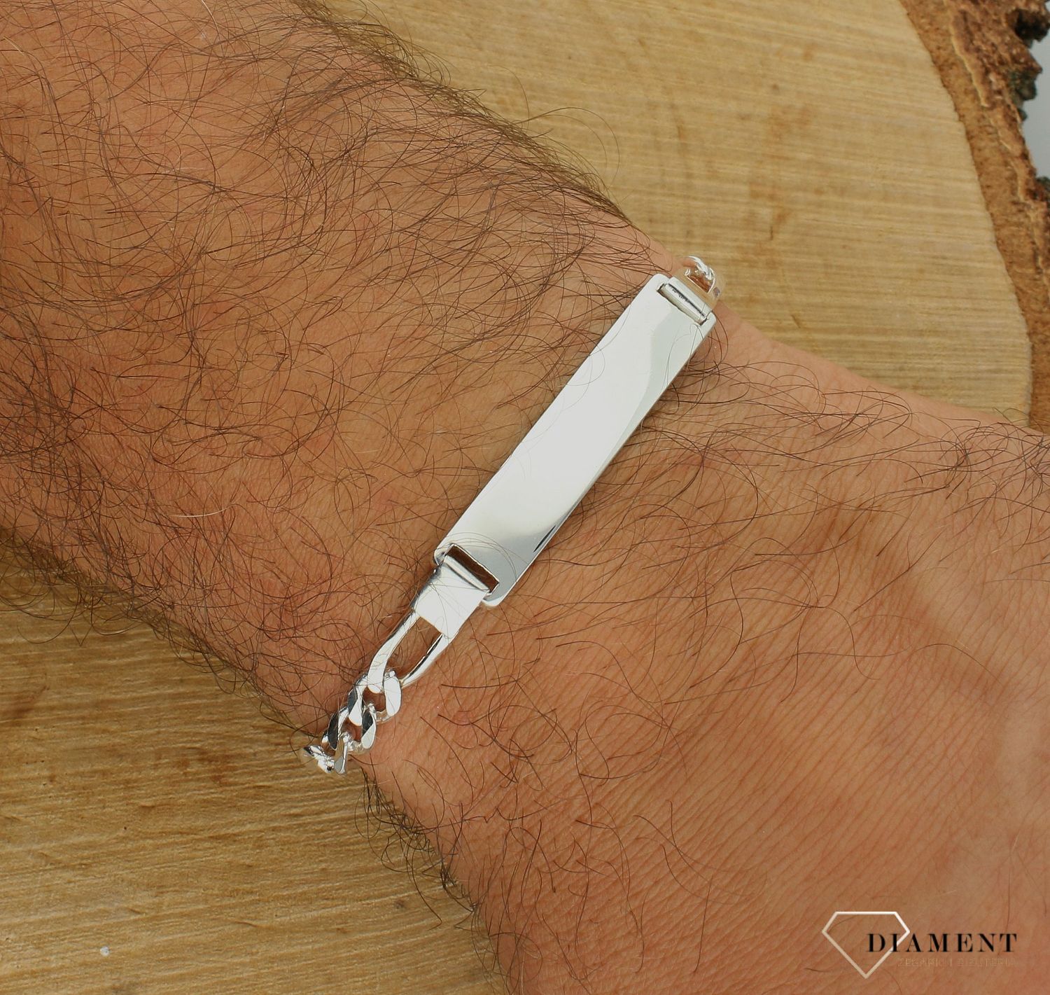 Bransoleta srebrna 925 figaro 5 mm z blaszką DIA-BRA-11515-925 5mm. Srebrna bransoletka męska. Srebrna bransoletka z blaszką. Bransoletka srebrna gruba. Bransoletka srebrna na prezent dla mężczyzny..jpg